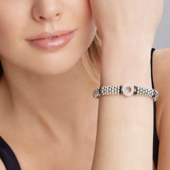 Black Ceramic and Diamond Circle Bracelet from Lagos Sz6 and Sz7( 9mm) - Picture 2 of 11